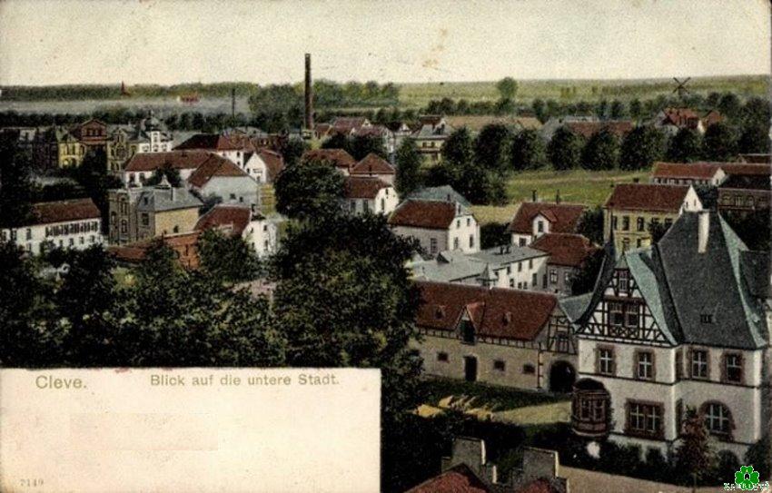 Die kolorierte frühere Klever Unterstadt