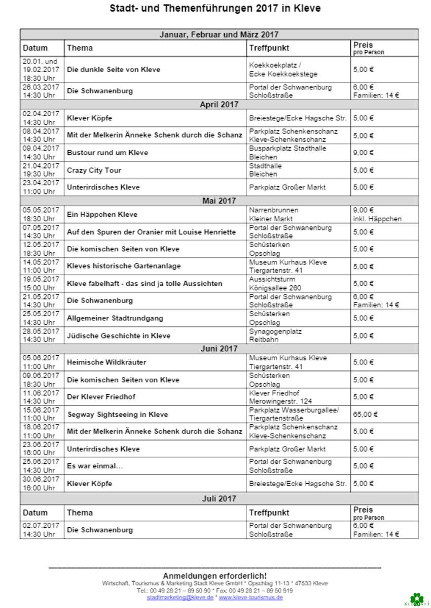 Stadtführung und Themenführung 2017 in Kleve