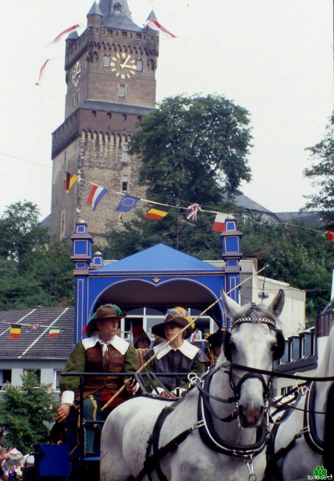 Ein Schimmel-Gespann unter der Schwanenburg